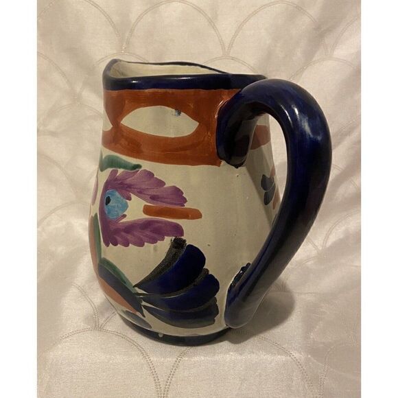 Tonala Vasquez Mexico Abstract Pattern Large Pitcher Jug Talavera - Picture 2 of 10